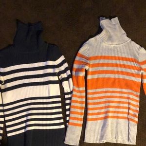 Gap blue and orange turtle necks. M and L